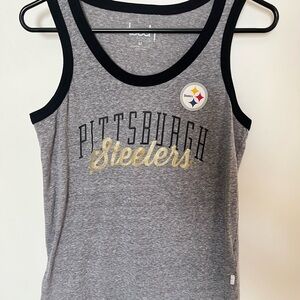Pittsburgh Steelers Gray and Black Tank Top with Gold Letters